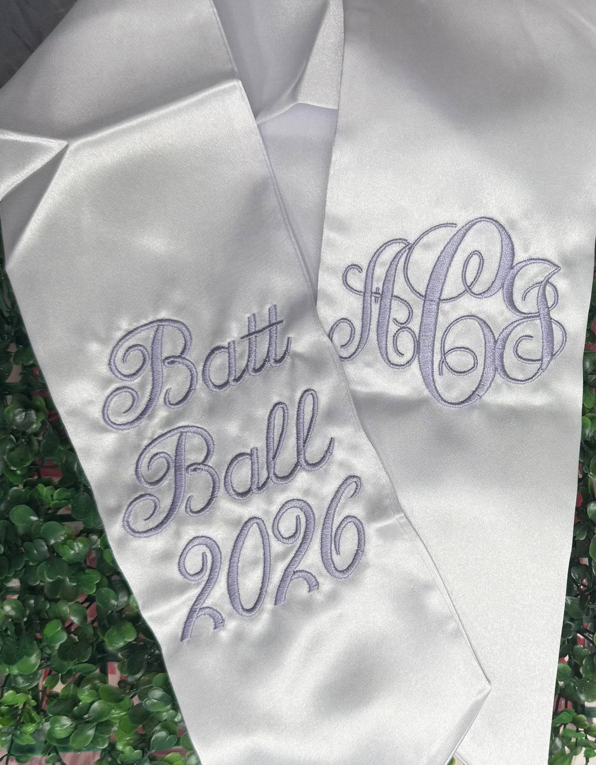 Embroidered bouquet sash