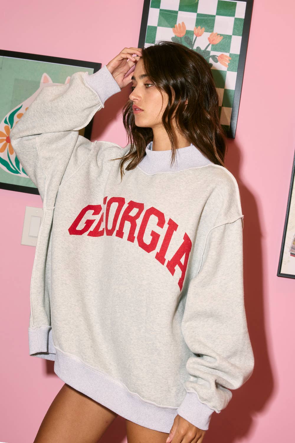 IT2594-GEORGIA | 'GEORGIA&GA' Reversible Mockneck Sweatshirt